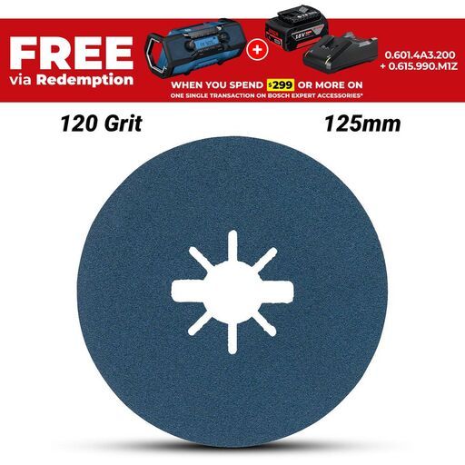 Bosch BFM,125,G120,X-LOCK (2.608.619.164) EXPERT 125mm (5") 120 Grit Fibre Sanding Discs