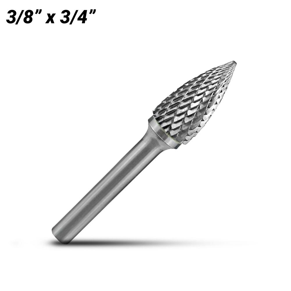 Holemaker CB-SG3 3/8" x 3/4" Tree Shape Pointed Carbide Burr – image 1