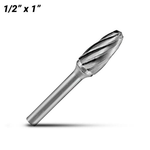 Benchmark Abrasives SC-51NF Cylinder Radius End Carbide Burr - 1/8" Shank Tungsten Double Cut For Precision Work