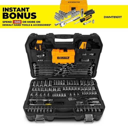 DeWalt DWMT73802-1 142pce 1/4" & 3/8" Drive Metric/SAE Mechanics Socket Set