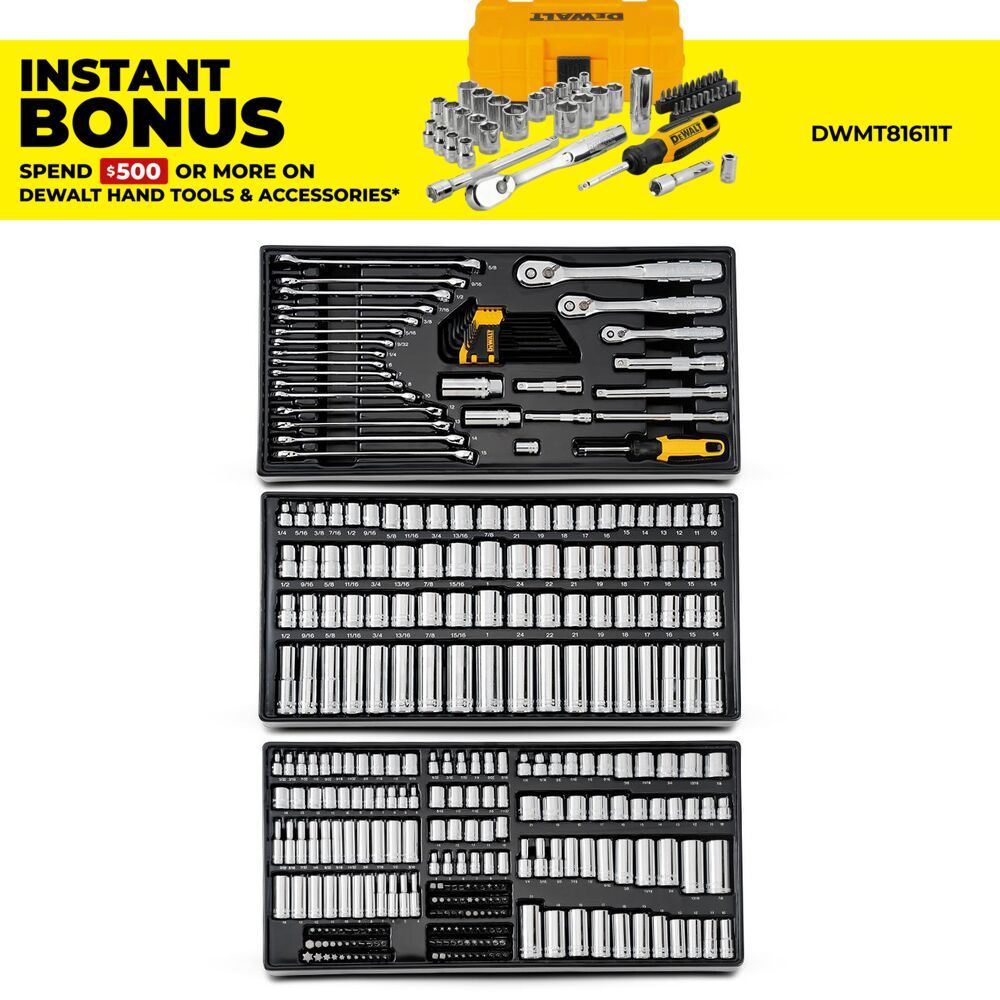 DeWalt DWMT45341-1 341pce 1/4", 3/8" & 1/2" Drive Metric/SAE Modular Mechanics Tool Set – image 1