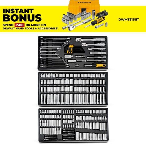 DeWalt DWMT45341-1 341pce 1/4", 3/8" & 1/2" Drive Metric/SAE Modular Mechanics Tool Set