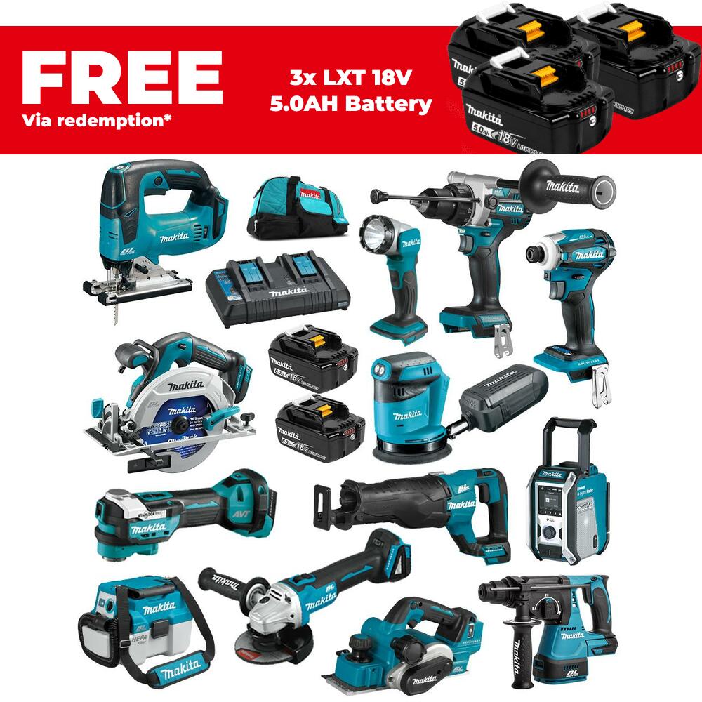 Makita DLX1302GX1 18V Li-ion LXT Cordless 13pce Combo Kit