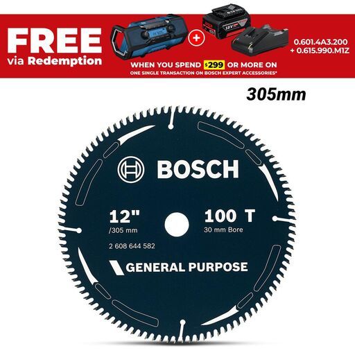 Bosch GP WOOD B 305X30-100 (2.608.644.582) EXPERT 305mm (12") 100T General Purpose Wood Circular Saw Blade