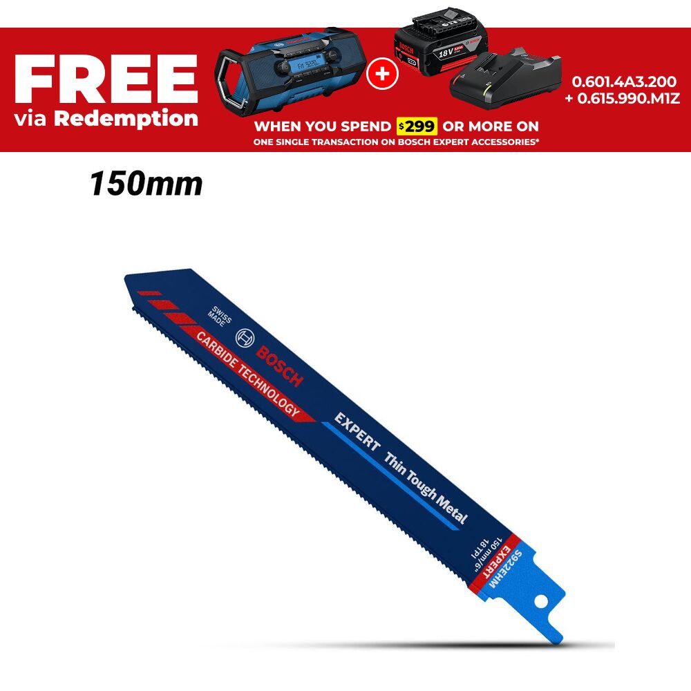 Bosch 2.608.900.360 EXPERT Thin Tough Metal S 922 EHM 150mm Reciprocating Saw Blade – image 1