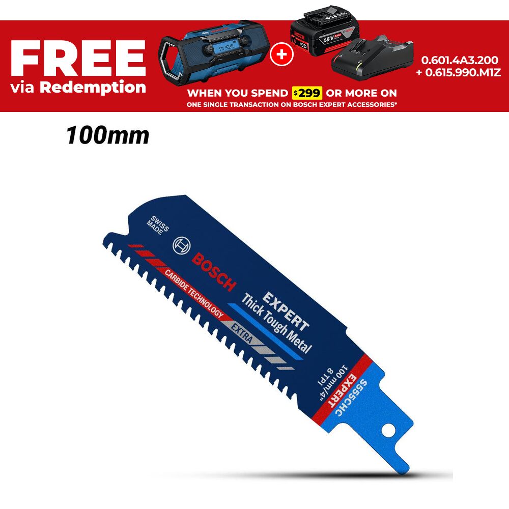 Bosch 2.608.900.364 EXPERT Thick Tough Metal S 555 CHC 100mm Reciprocating Saw Blade – image 1