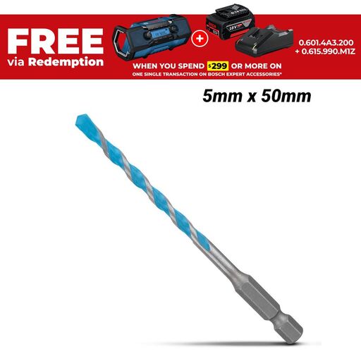 Bosch 2.608.900.571 EXPERT 5mm x 50mm x 100mm Hex-9 Multi-Construction Drill Bit