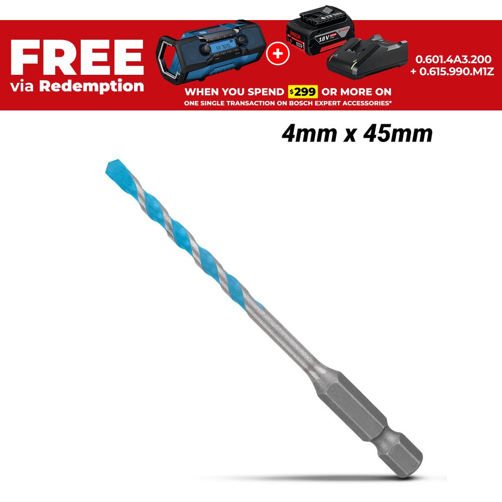 Bosch 2.608.900.570 EXPERT 4mm x 45mm x 90mm Hex-9 Multi-Construction Drill Bit – image 1