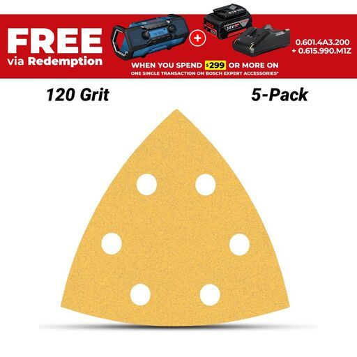 Bosch 2.608.900.827 EXPERT C470 93mm 120 Grit Sandpaper for Delta Sander - 5 Pack