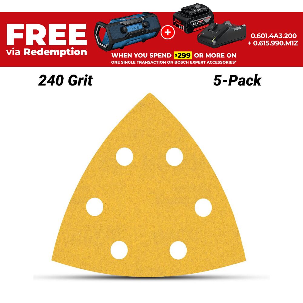 Bosch 2.608.900.829 EXPERT C470 93mm 240 Grit Sandpaper for Delta Sander - 5 Pack – image 1