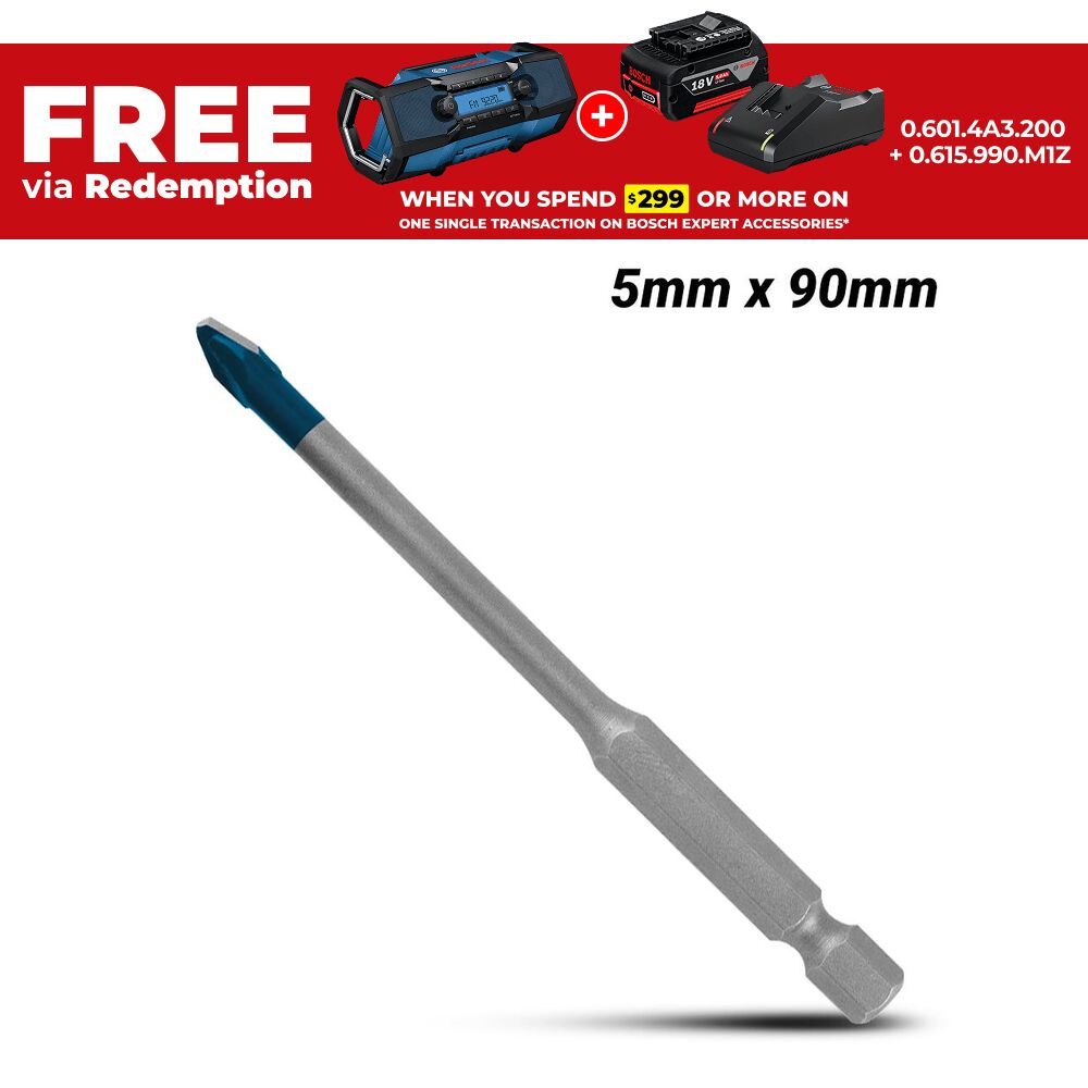 Bosch 2.608.900.589 EXPERT 5mm x 90 mm HEX-9 Hard Ceramic Drill Bit – image 1