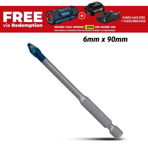 Bosch 2.608.900.590 EXPERT 6mm x 90 mm HEX-9 Hard Ceramic Drill Bit