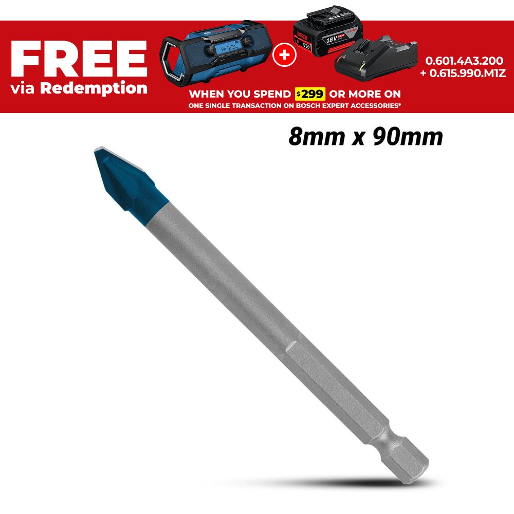 Bosch 2.608.900.592 EXPERT 8mm x 90 mm HEX-9 Hard Ceramic Drill Bit – image 1