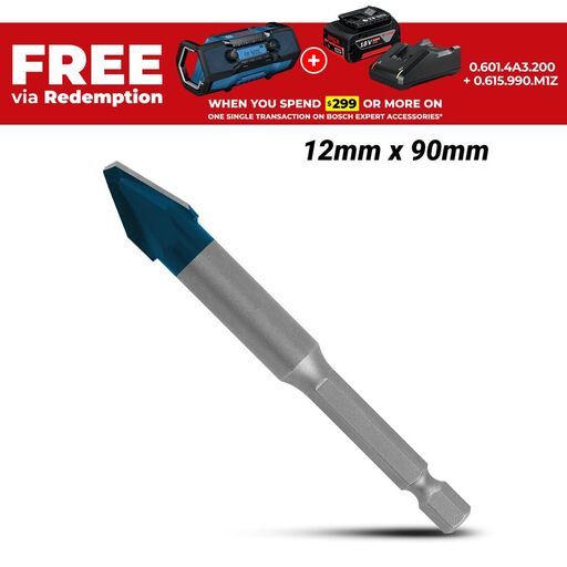 Bosch 2.608.900.594 EXPERT 12mm x 90 mm HEX-9 Hard Ceramic Drill Bit