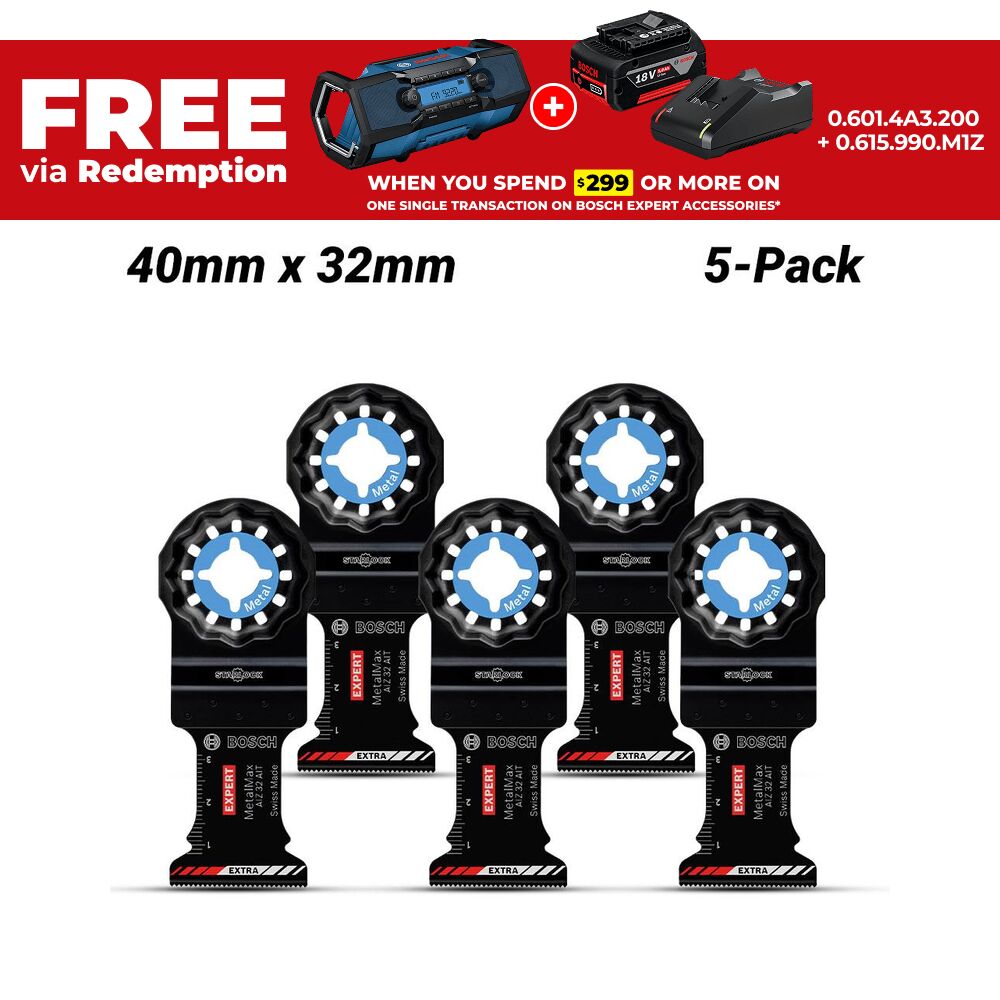 Bosch 2.608.902.047 5-Pack40mm x 32mm EXPERT MetalMax AIZ 32 AIT  Multi-Tool Blade – image 1
