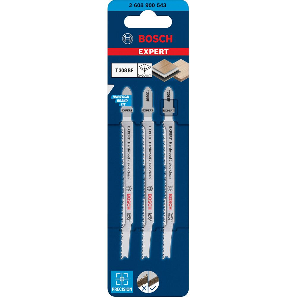 Bosch 2.608.900.543 EXPERT 3-Pack 117mm 13TPI T308BF 2-Side Clean Hardwood Jigsaw Blades – image 7