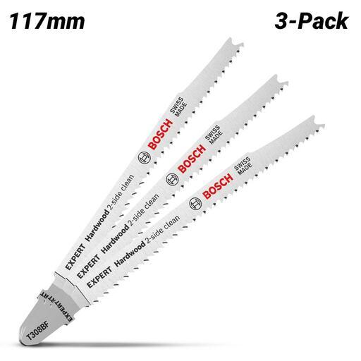 Bosch 2.608.900.543 EXPERT 3-Pack 117mm 13TPI T308BF 2-Side Clean Hardwood Jigsaw Blades – image 2
