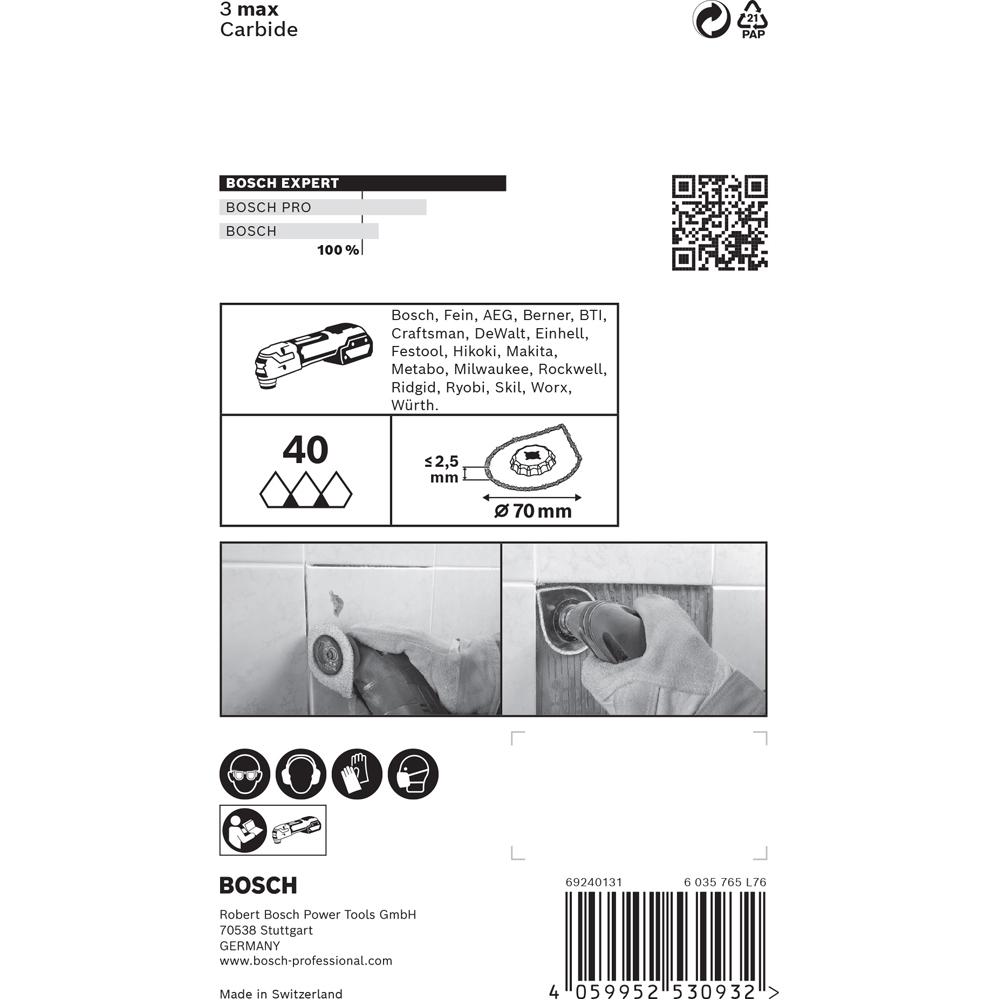 Bosch EXPERT 3 Max AVZ 70 RT4 Platte Zum Entfernen Von Fugen Für Multifunktionswerkzeuge 70 Mm 10 Stueck 2608900042 Bosch EXPERT 3 Max AVZ 70 RT4 Platte Zum Entfernen Von Fugen Für Multifunktionswerkzeuge 70 Mm 10 Stueck 2608900042