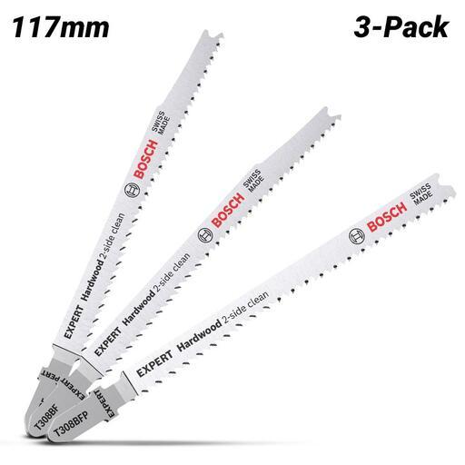 Bosch 2.608.900.549 EXPERT 3-Pack 117mm 13TPI T308BF & T308BFP 2-Side Clean Hardwood Jigsaw Blades – image 2
