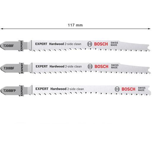 Bosch 2.608.900.549 EXPERT 3-Pack 117mm 13TPI T308BF & T308BFP 2-Side Clean Hardwood Jigsaw Blades – image 6