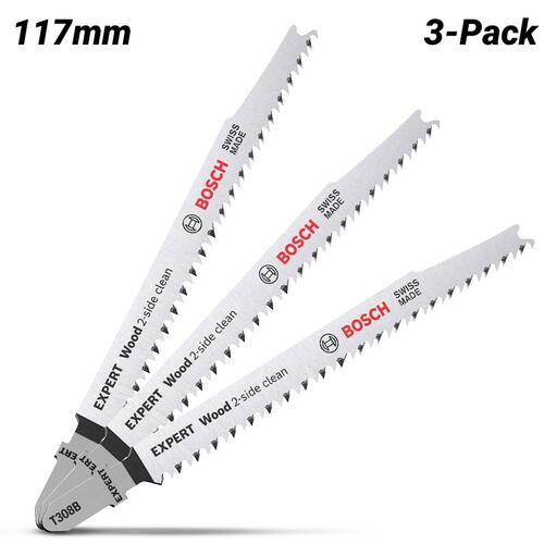 Bosch 2.608.900.550 EXPERT 3-Pack 117mm 12TPI T308B 2-Side Clean Wood Jigsaw Blades – image 2