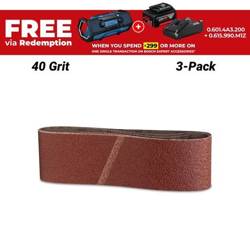 Bosch 2.608.606.069 EXPERT 3-Pack 40 Grit 75mm x 533mm X440 Sanding Belt