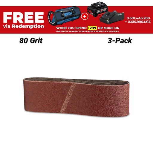 Bosch 2.608.606.071 EXPERT 3-Pack 80 Grit 75mm x 533mm X440 Sanding Belt