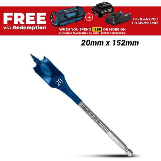 Bosch 2.608.900.319 EXPERT 20mm x 152mm Self Cut Speed Spade Drill Bit