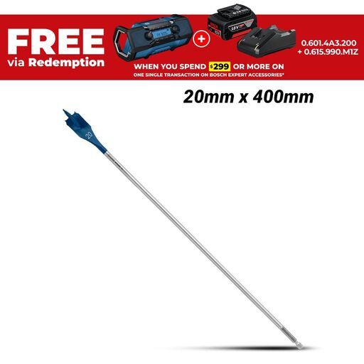 Bosch 2.608.900.347 EXPERT 20mm x 400mm Self Cut Speed Spade Drill Bit