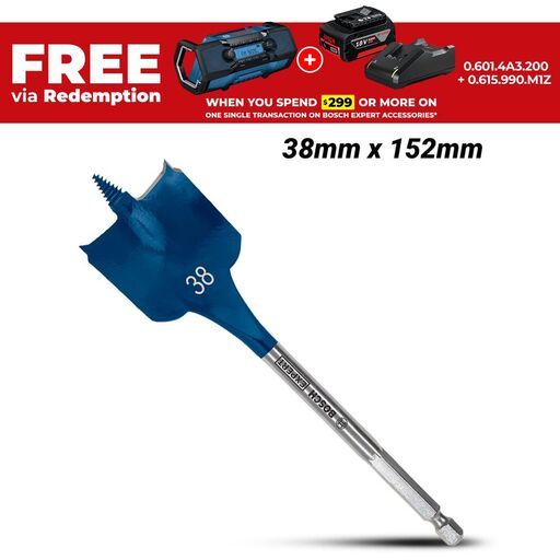 Bosch 2.608.900.329 EXPERT 38mm x 152mm Self Cut Speed Spade Drill Bit