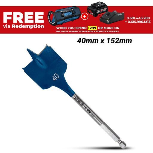 Bosch 2.608.900.330 EXPERT 40mm x 152mm Self Cut Speed Spade Drill Bit