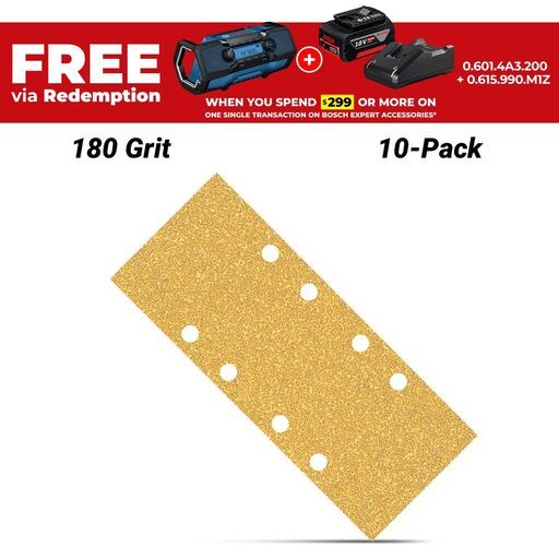 Bosch 2.608.900.837 EXPERT 10-Pack 93mm x 230mm 180 Grit C470 Sanding Paper
