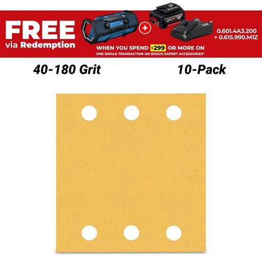 Bosch 2.608.901.113 EXPERT 10-Pack 115mm x 140mm 40-180 Grit C470 Sanding Paper