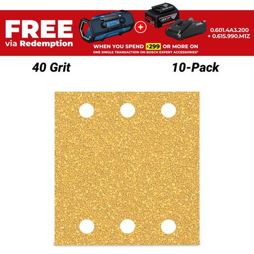 Bosch 2.608.900.890 EXPERT 10-Pack 115mm x 107mm 40 Grit C470 Sanding Paper
