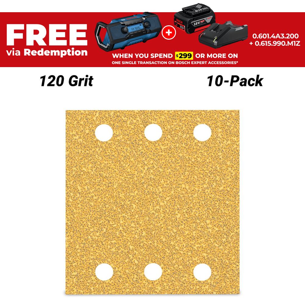 Bosch 2.608.900.893 EXPERT 10-Pack 115mm x 107mm 120 Grit C470 Sanding Paper  – image 1