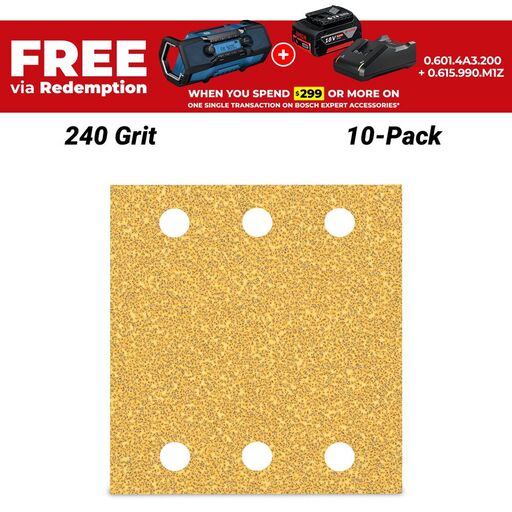 Bosch 2.608.900.895 EXPERT 10-Pack 115mm x 107mm 240 Grit C470 Sanding Paper 