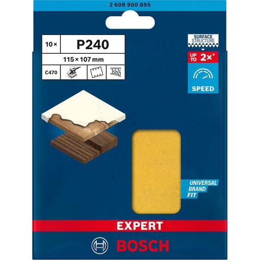 Bosch 2.608.900.895 EXPERT 10-Pack 115mm x 107mm 240 Grit C470 Sanding Paper  – image 7