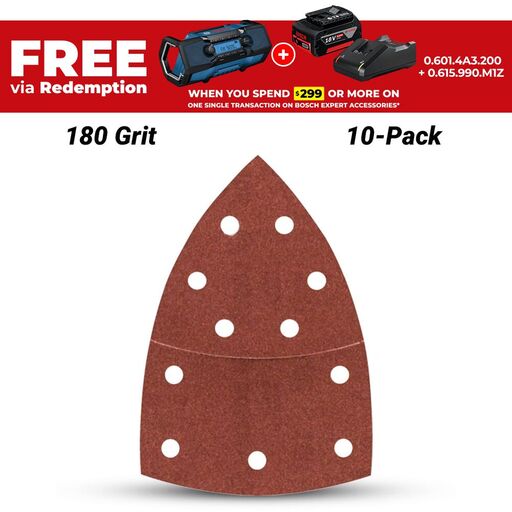 Bosch 2.608.607.410 EXPERT 10-Pack 102mmx 63mm, 93mm 180 Grit C430 Wood & Paint Multi Sanders Sanding Paper