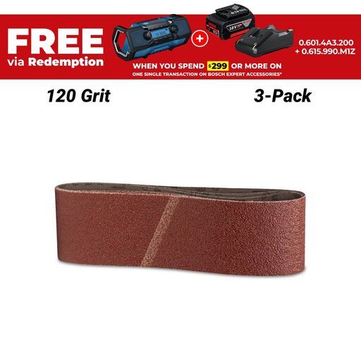 Bosch 2.608.607.262 EXPERT 3-Pack 120 Grit 100mm x 610mm X440 Sanding Belt