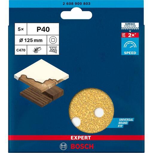 Bosch 2.608.900.803 EXPERT 5-Pack 125mm (5”) 40 Grit C470 Sandpaper Sanding Disc – image 5
