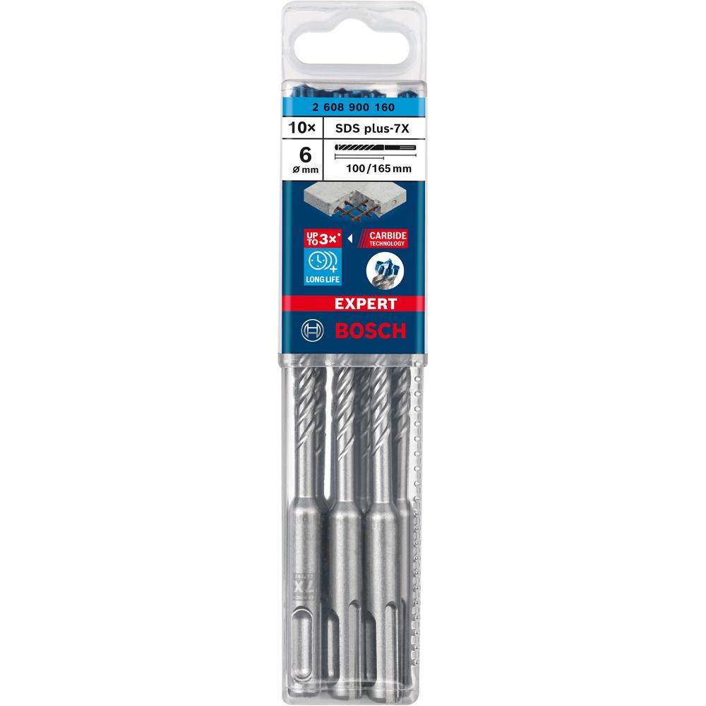 Bosch 2.608.900.160 EXPERT 10-Pack 6mm x 100mm x 165mm SDS Plus-7X Hammer Drill Bits – image 10