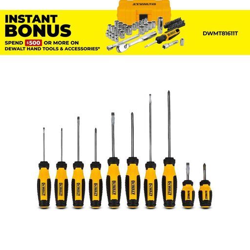 DeWalt DWHT65203 10pce Performance Grip Screwdriver Set