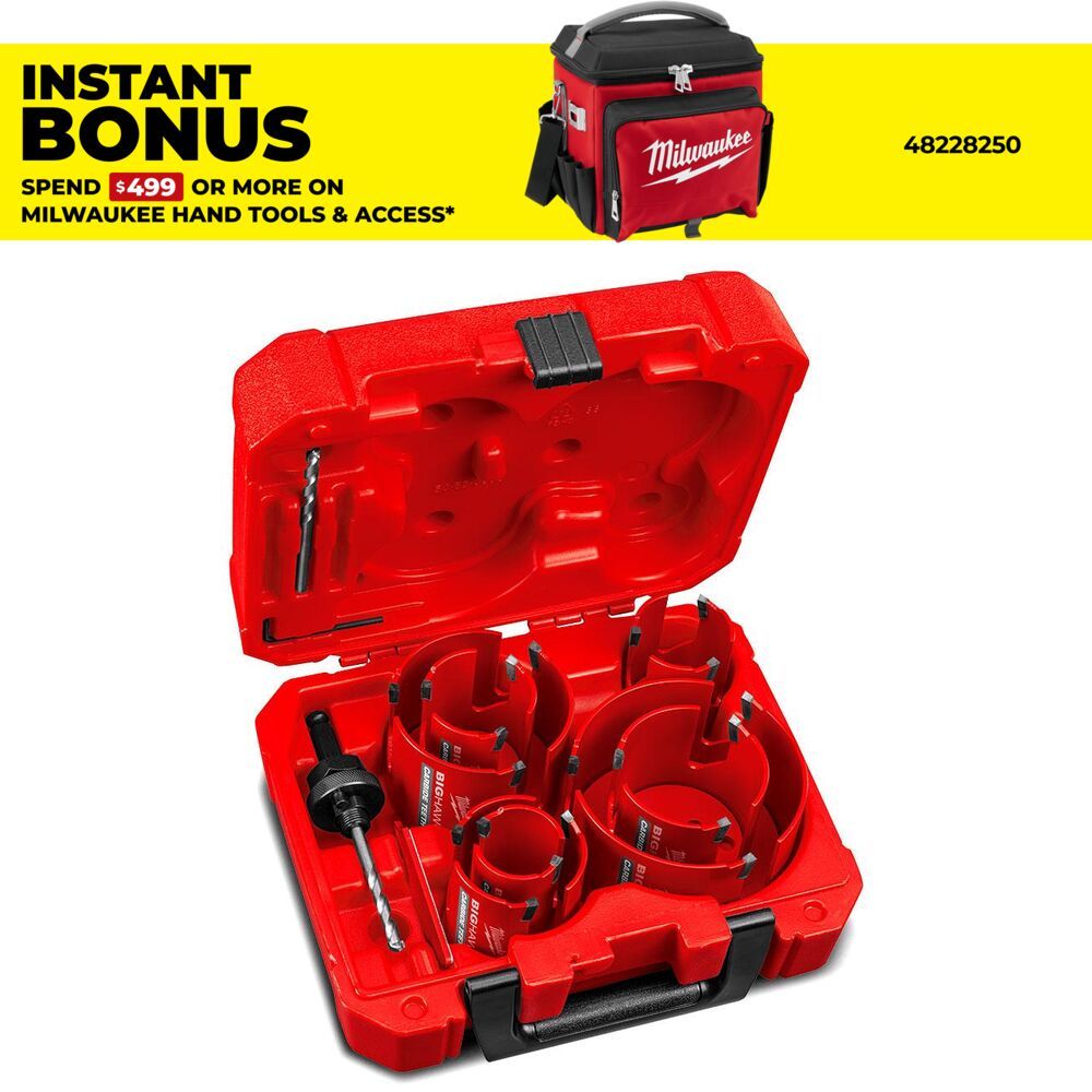 Milwaukee 49569298 10pce BIG HAWG General Purpose Carbite Teeth Hole Saw Set – image 1