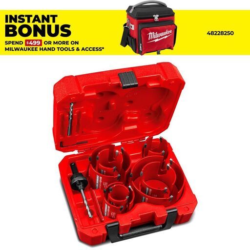 Milwaukee 49569298 10pce BIG HAWG General Purpose Carbite Teeth Hole Saw Set