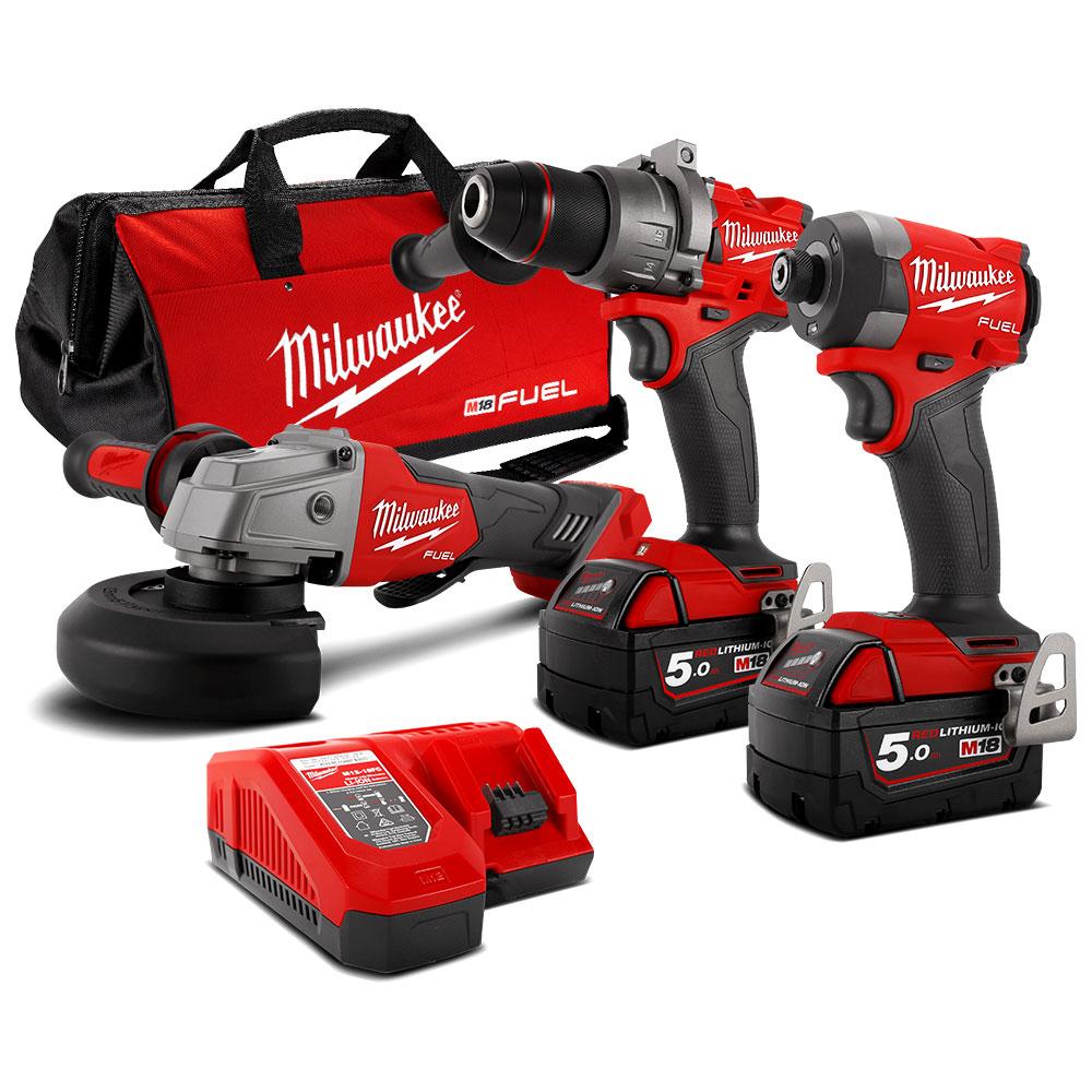 Milwaukee M18FPP3A3502B 18V 5.0Ah Li ion Cordless Fuel 3pce