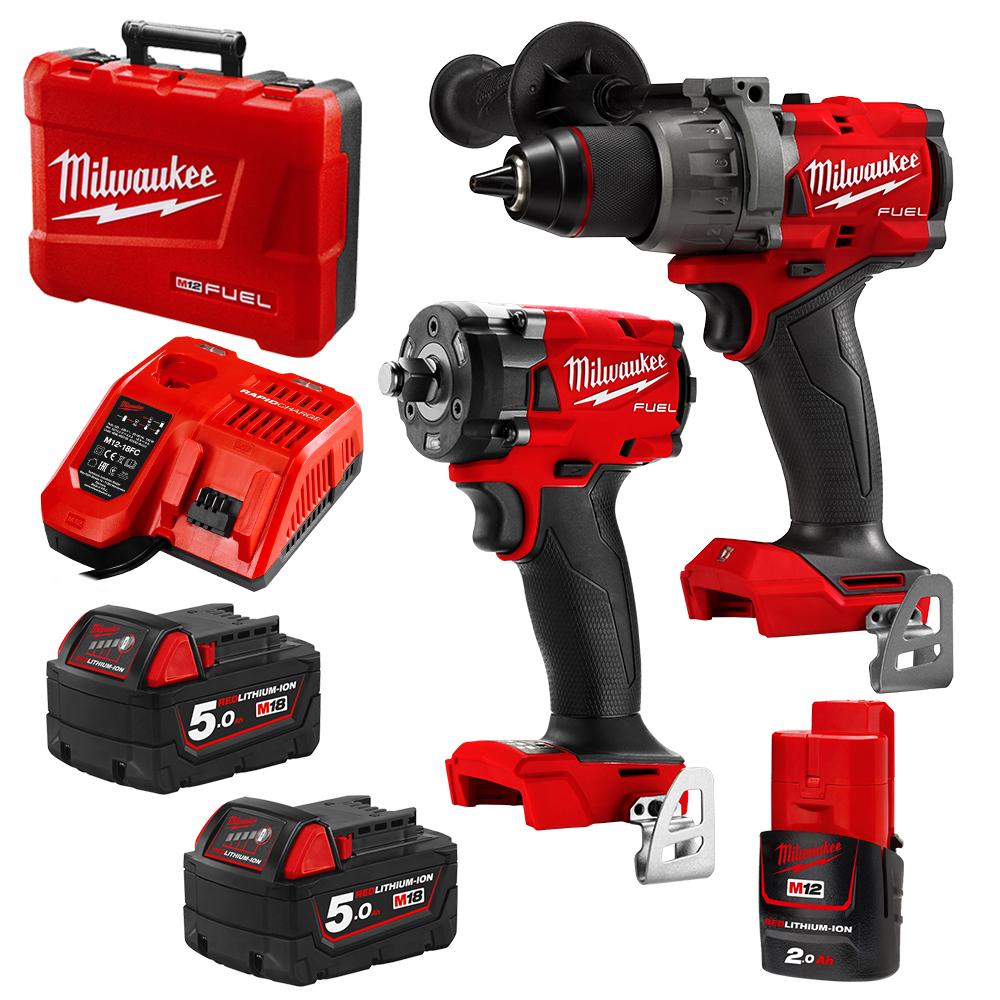 Milwaukee M18FPP2B3502C 18V 5.0Ah Li ion Cordless Fuel 2pce Combo Kit Power Pack