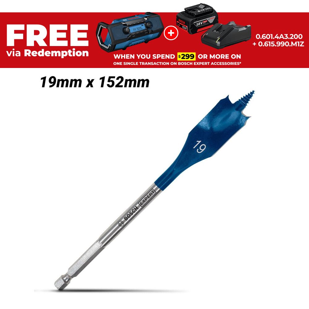Bosch 2.608.900.318 EXPERT 19mm x 152mm Self Cut Speed Spade Drill Bit – image 1