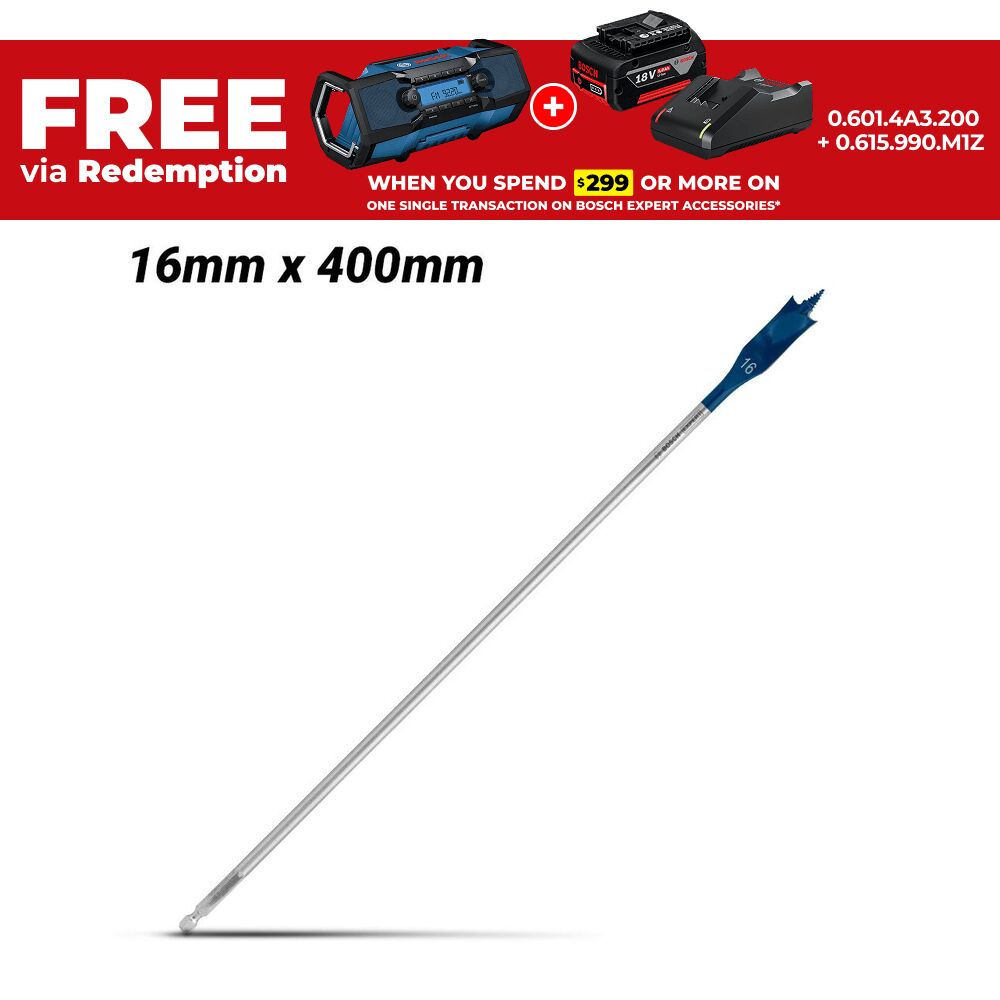Bosch 2.608.900.343 EXPERT 16mm x 400mm Self Cut Speed Spade Drill Bit – image 1