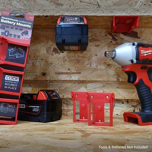 StealthMounts BM-MW18-RED-6 M18 Milwaukee 6-Pack Red Battery Mounts – image 3