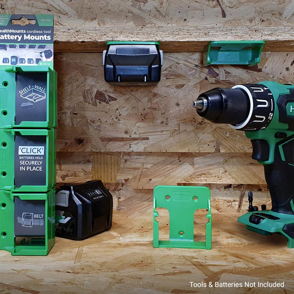 StealthMounts BM-MHH18-GRN-6 HiKOKI 18V & MultiVolt 6-Pack Green Battery Mounts – image 3